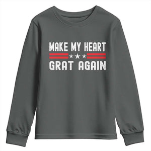 Funny Open Heart Surgery Recovery Youth Sweatshirt Make My Heart Great Again TS10 Dark Heather Print Your Wear