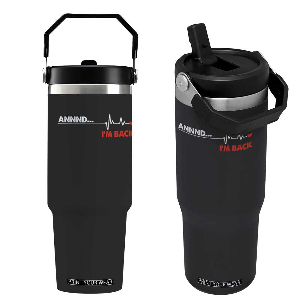 Cool Heart Surgery Survivor Flip Straw Tumbler Coronary Bypass Artery Open Heart Diseases Surgery Heartbeat TS10 One Size: 30 oz Black Print Your Wear