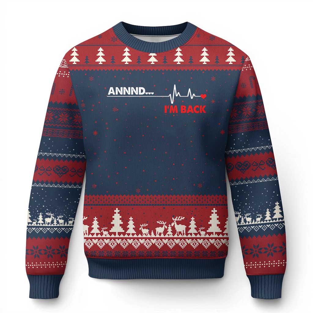 Cool Heart Surgery Survivor Ugly Christmas Sweater Coronary Bypass Artery Open Heart Diseases Surgery Heartbeat TS10 Navy Red Print Your Wear