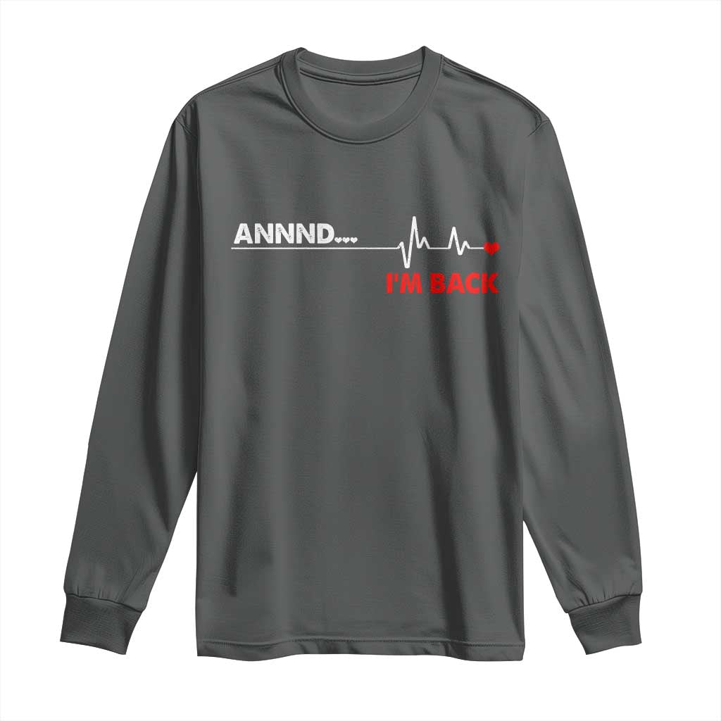 Cool Heart Surgery Survivor Long Sleeve Shirt Coronary Bypass Artery Open Heart Diseases Surgery Heartbeat TS10 Dark Heather Print Your Wear