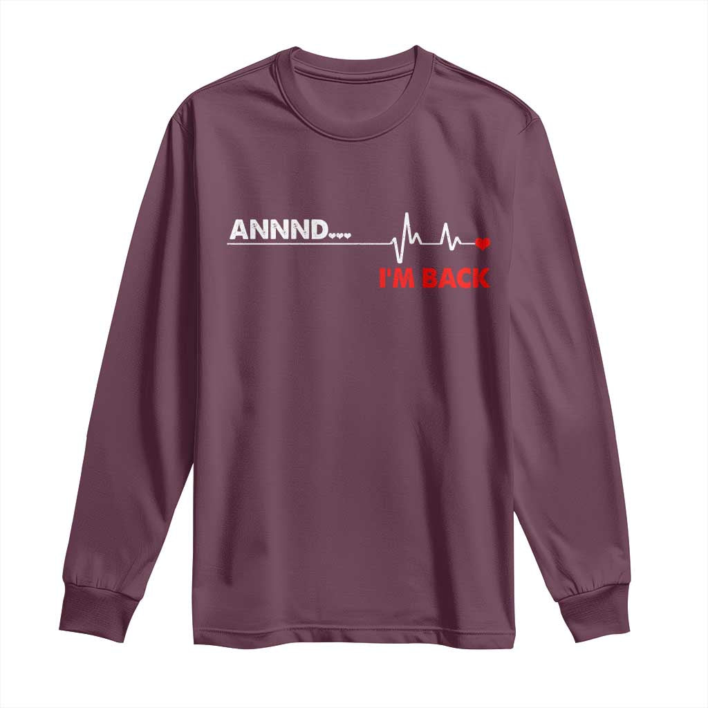 Cool Heart Surgery Survivor Long Sleeve Shirt Coronary Bypass Artery Open Heart Diseases Surgery Heartbeat TS10 Maroon Print Your Wear
