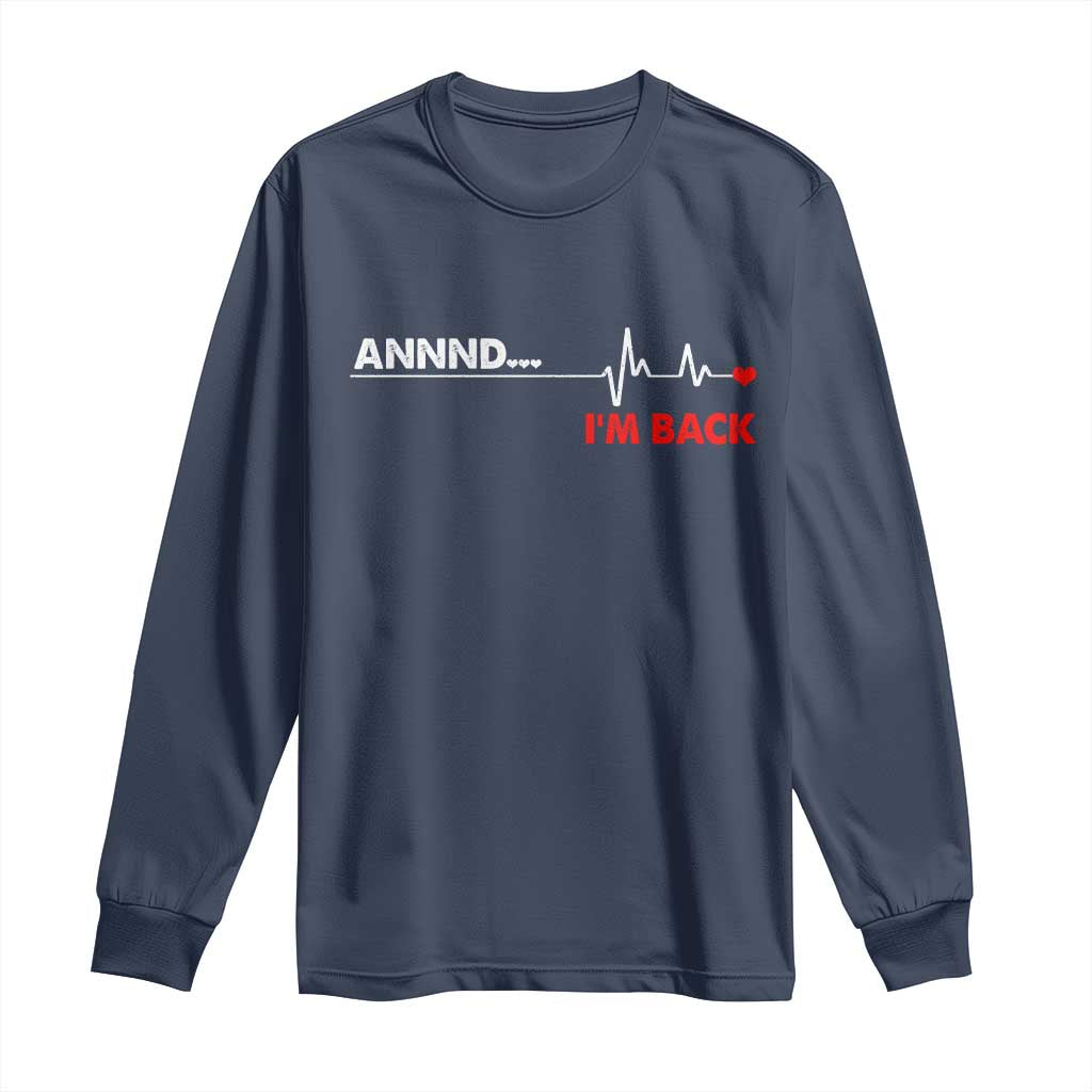 Cool Heart Surgery Survivor Long Sleeve Shirt Coronary Bypass Artery Open Heart Diseases Surgery Heartbeat TS10 Navy Print Your Wear