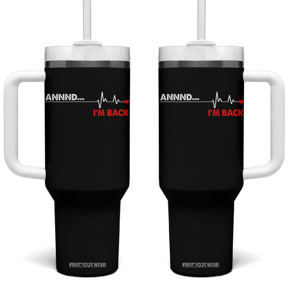 Cool Heart Surgery Survivor Tumbler With Handle Coronary Bypass Artery Open Heart Diseases Surgery Heartbeat TS10 One Size: 40 oz Black Print Your Wear