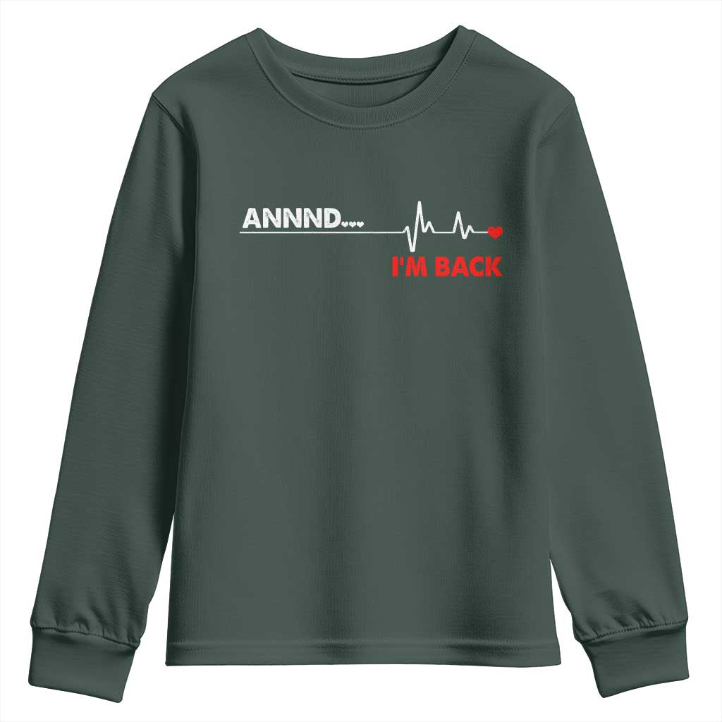 Cool Heart Surgery Survivor Youth Sweatshirt Coronary Bypass Artery Open Heart Diseases Surgery Heartbeat TS10 Dark Forest Green Print Your Wear