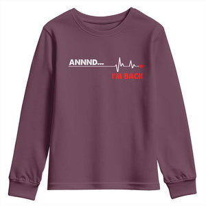 Cool Heart Surgery Survivor Youth Sweatshirt Coronary Bypass Artery Open Heart Diseases Surgery Heartbeat TS10 Maroon Print Your Wear