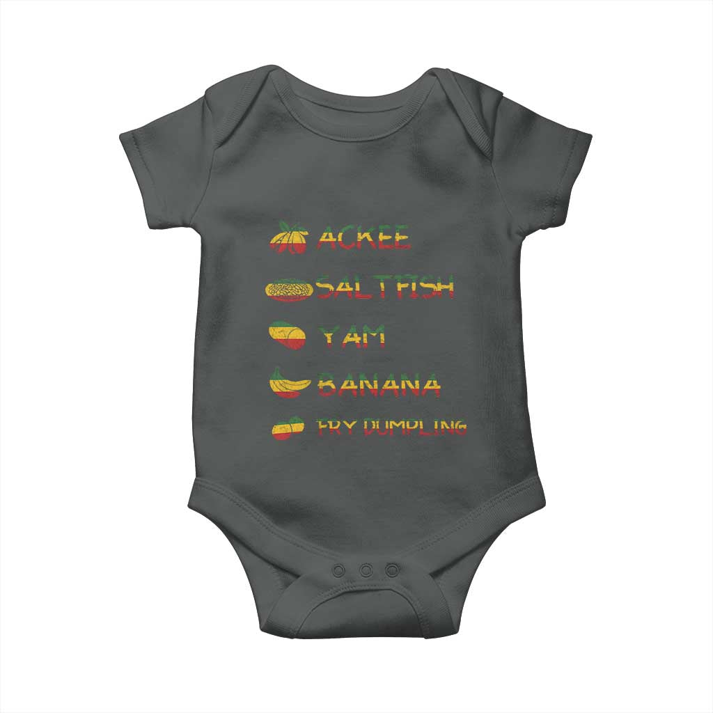 Jamaican National Dish Baby Onesie Ackee Saltfish Yardie Jamaican Culture Pride Apparel TS10 Dark Heather Print Your Wear