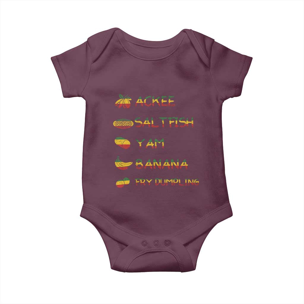 Jamaican National Dish Baby Onesie Ackee Saltfish Yardie Jamaican Culture Pride Apparel TS10 Maroon Print Your Wear