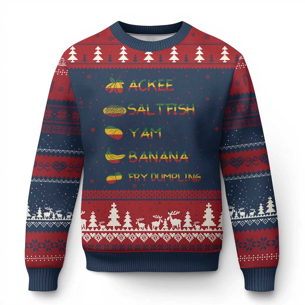 Jamaican National Dish Ugly Christmas Sweater Ackee Saltfish Yardie Jamaican Culture Pride Apparel TS10 Navy Red Print Your Wear