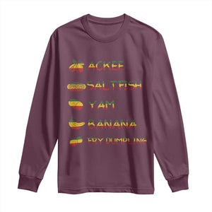 Jamaican National Dish Long Sleeve Shirt Ackee Saltfish Yardie Jamaican Culture Pride Apparel TS10 Maroon Print Your Wear