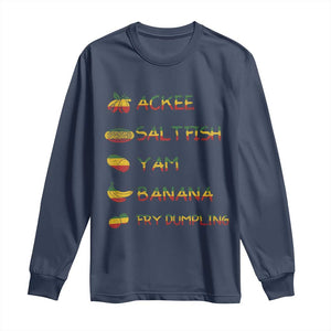 Jamaican National Dish Long Sleeve Shirt Ackee Saltfish Yardie Jamaican Culture Pride Apparel TS10 Navy Print Your Wear