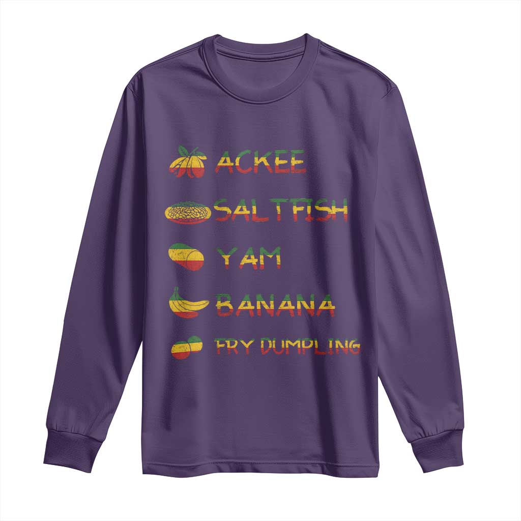 Jamaican National Dish Long Sleeve Shirt Ackee Saltfish Yardie Jamaican Culture Pride Apparel TS10 Purple Print Your Wear