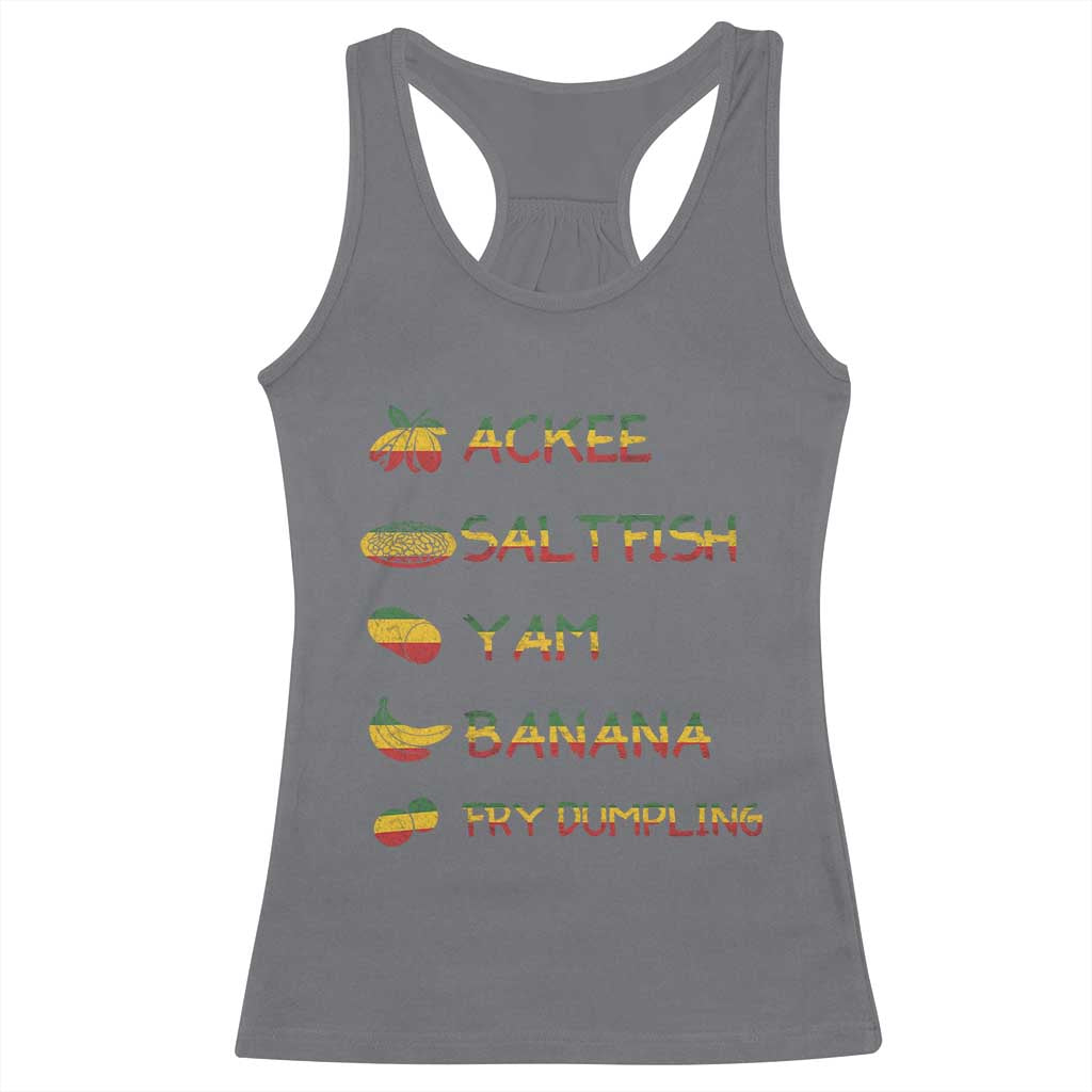 Jamaican National Dish Racerback Tank Top Ackee Saltfish Yardie Jamaican Culture Pride Apparel TS10 Charcoal Print Your Wear