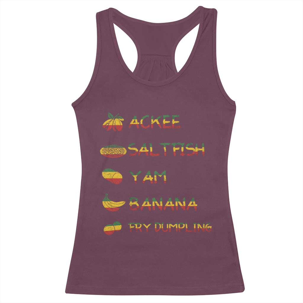 Jamaican National Dish Racerback Tank Top Ackee Saltfish Yardie Jamaican Culture Pride Apparel TS10 Maroon Print Your Wear