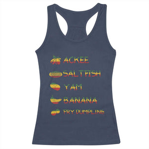Jamaican National Dish Racerback Tank Top Ackee Saltfish Yardie Jamaican Culture Pride Apparel TS10 Navy Print Your Wear