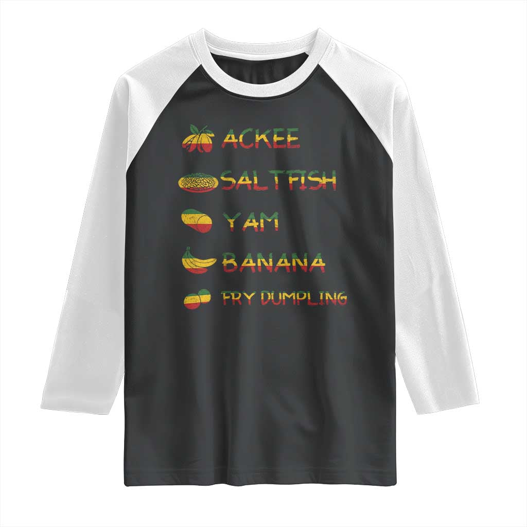 Jamaican National Dish Raglan Shirt Ackee Saltfish Yardie Jamaican Culture Pride Apparel TS10 Black White Print Your Wear