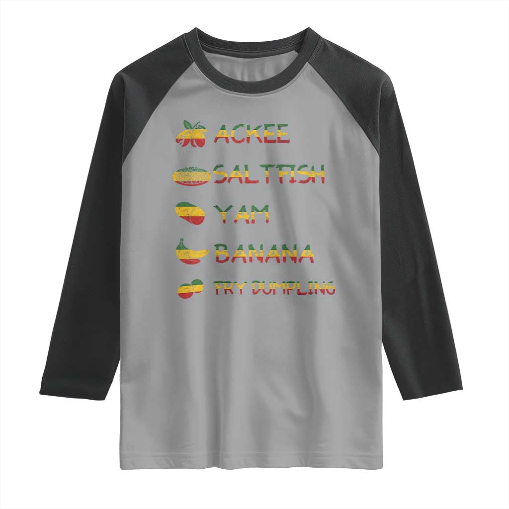 Jamaican National Dish Raglan Shirt Ackee Saltfish Yardie Jamaican Culture Pride Apparel TS10 Sport Gray Black Print Your Wear