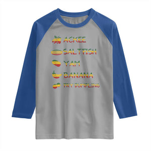 Jamaican National Dish Raglan Shirt Ackee Saltfish Yardie Jamaican Culture Pride Apparel TS10 Sport Gray Royal Print Your Wear