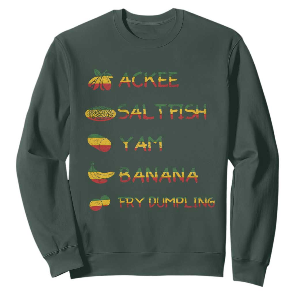 Jamaican National Dish Sweatshirt Ackee Saltfish Yardie Jamaican Culture Pride Apparel TS10 Dark Forest Green Print Your Wear