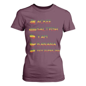 Jamaican National Dish T Shirt For Women Ackee Saltfish Yardie Jamaican Culture Pride Apparel TS10 Maroon Print Your Wear