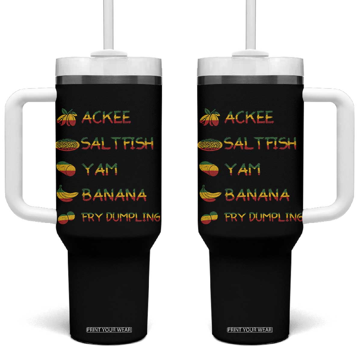 Jamaican National Dish Tumbler With Handle Ackee Saltfish Yardie Jamaican Culture Pride Apparel TS10 One Size: 40 oz Black Print Your Wear