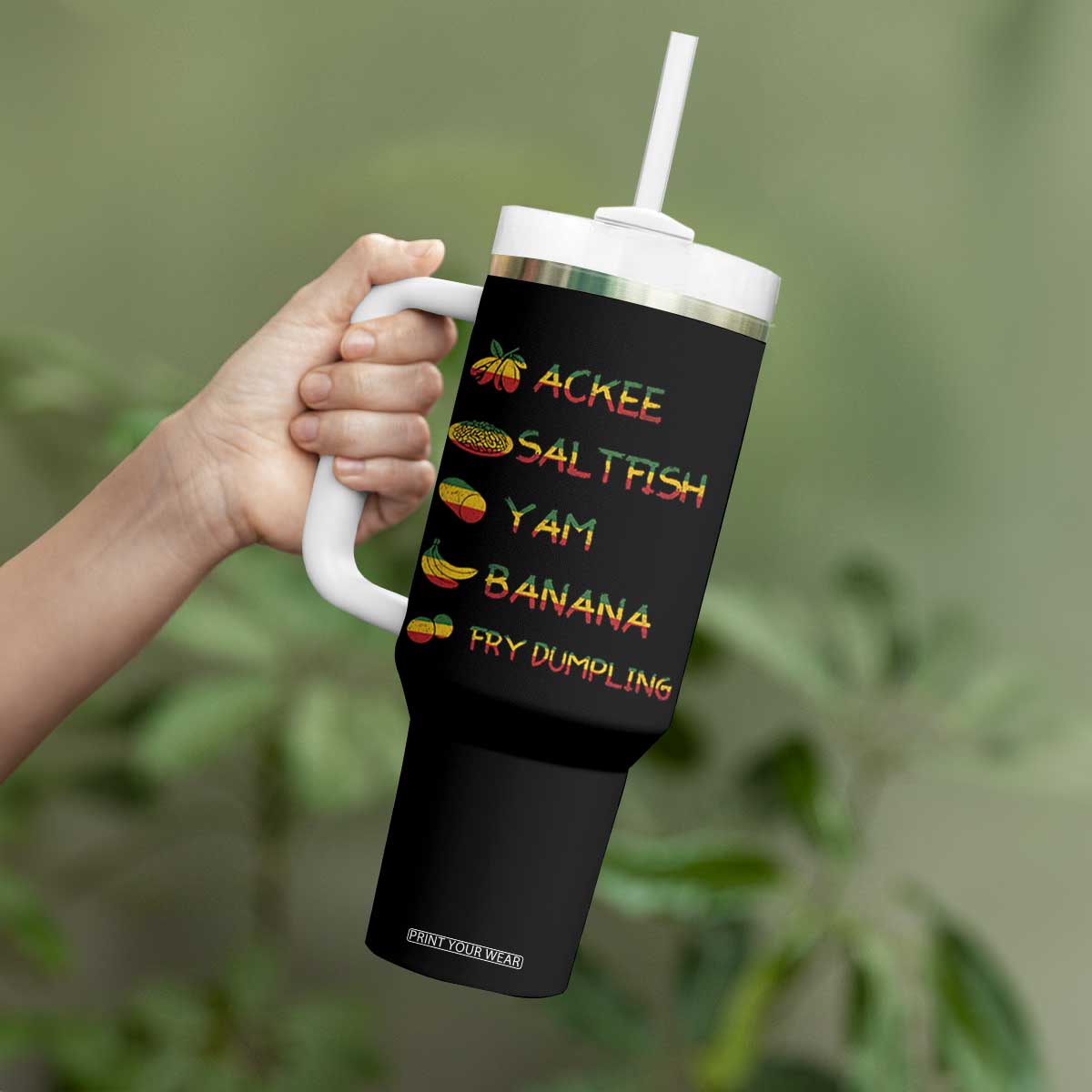 Jamaican National Dish Tumbler With Handle Ackee Saltfish Yardie Jamaican Culture Pride Apparel TS10 Print Your Wear