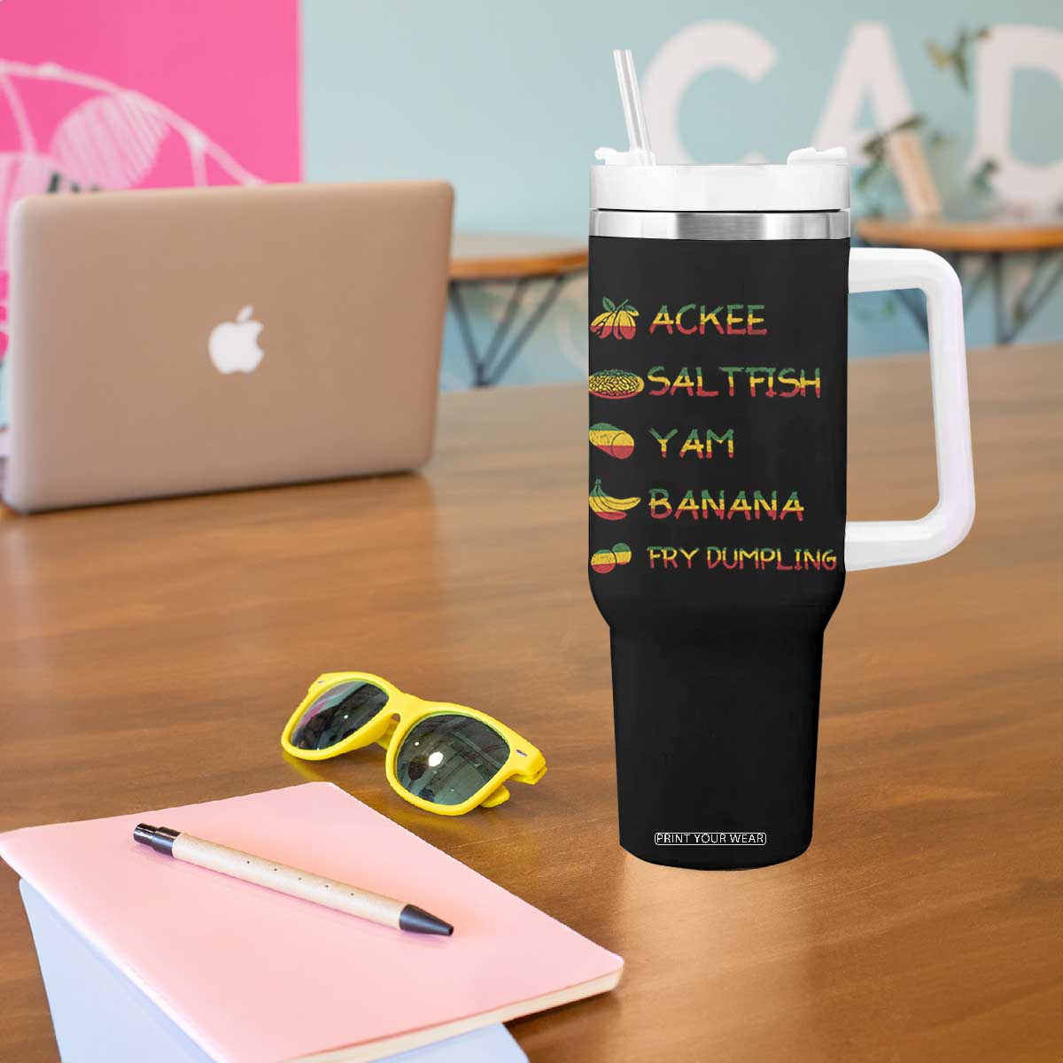 Jamaican National Dish Tumbler With Handle Ackee Saltfish Yardie Jamaican Culture Pride Apparel TS10 Print Your Wear