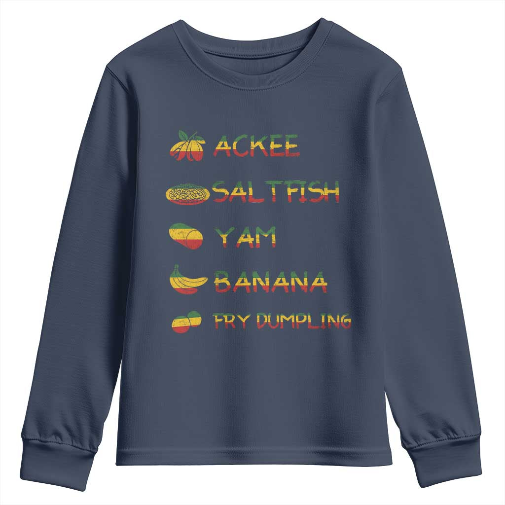 Jamaican National Dish Youth Sweatshirt Ackee Saltfish Yardie Jamaican Culture Pride Apparel TS10 Navy Print Your Wear