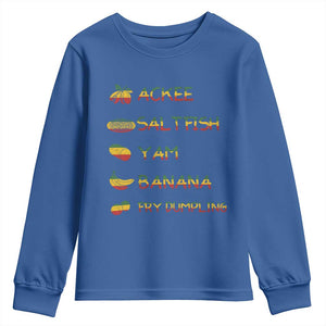 Jamaican National Dish Youth Sweatshirt Ackee Saltfish Yardie Jamaican Culture Pride Apparel TS10 Royal Blue Print Your Wear
