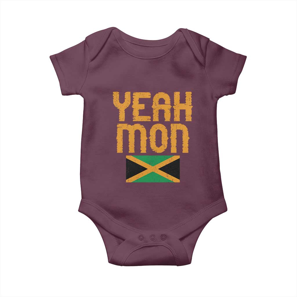 Yeah Mon Jamaican Pride Baby Onesie Jamaican Vacation Jamaica Reggae Roots TS10 Maroon Print Your Wear