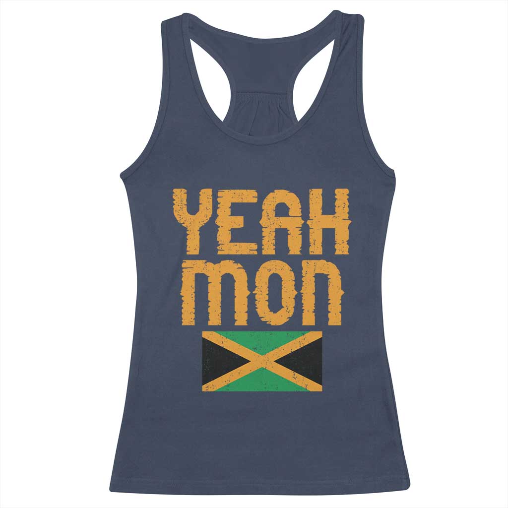Yeah Mon Jamaican Pride Racerback Tank Top Jamaican Vacation Jamaica Reggae Roots TS10 Navy Print Your Wear