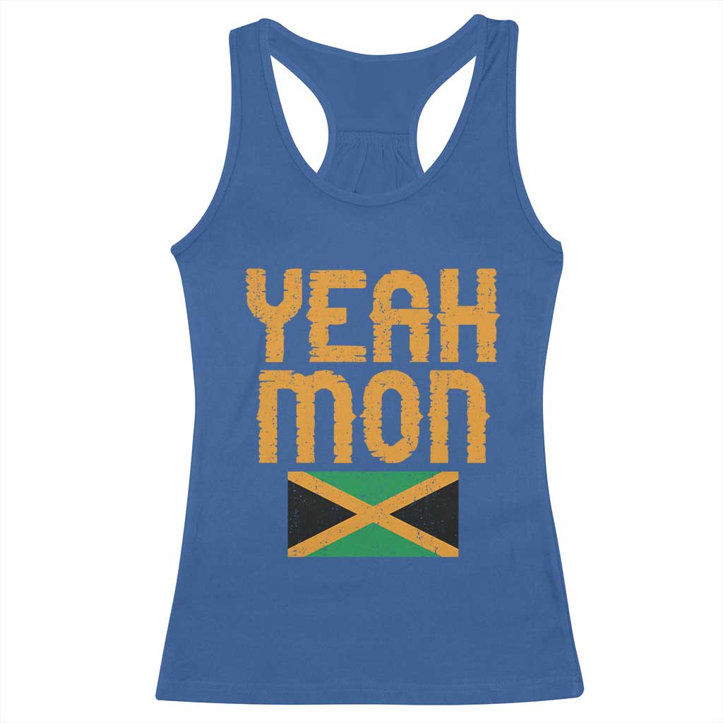 Yeah Mon Jamaican Pride Racerback Tank Top Jamaican Vacation Jamaica Reggae Roots TS10 Royal Blue Print Your Wear