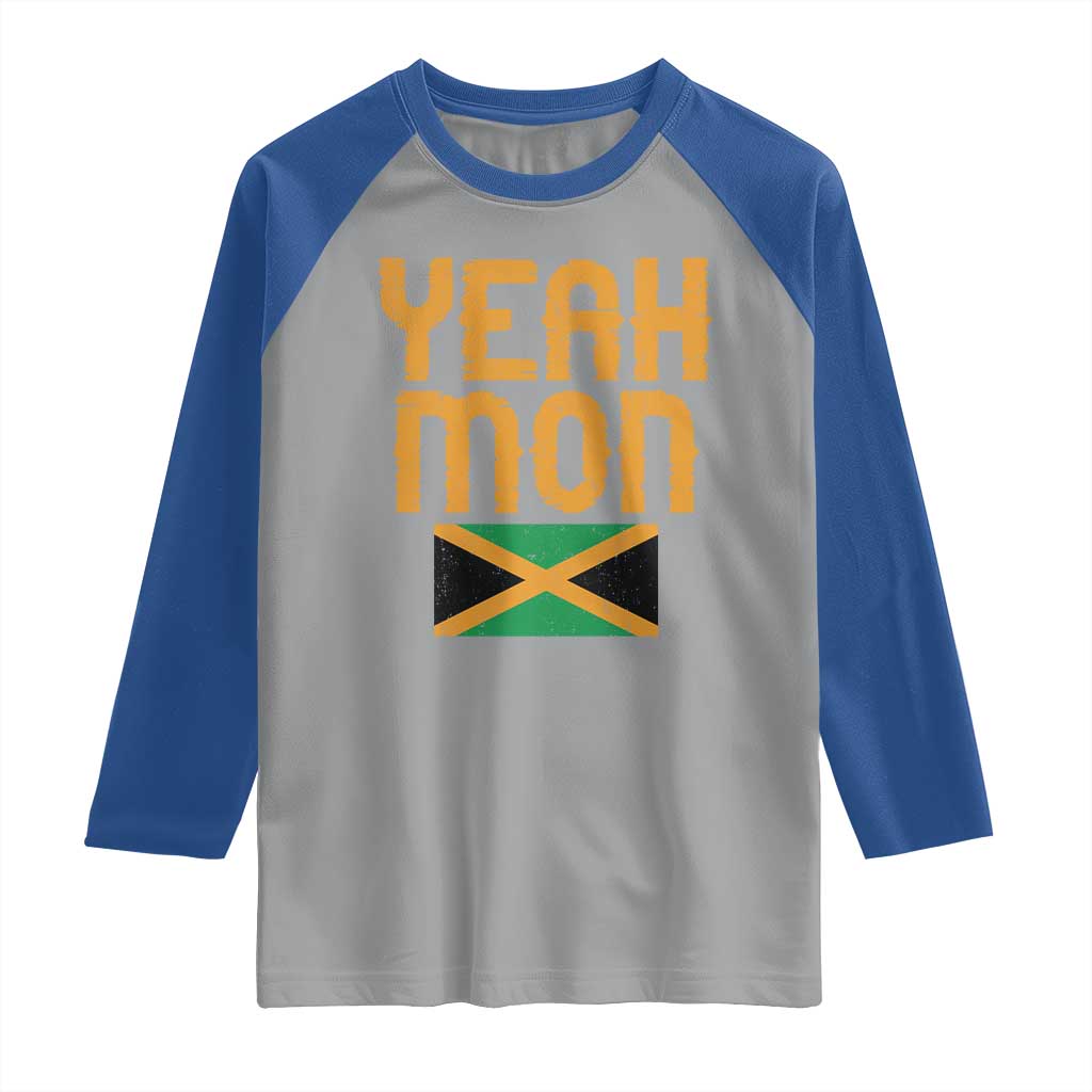 Yeah Mon Jamaican Pride Raglan Shirt Jamaican Vacation Jamaica Reggae Roots TS10 Sport Gray Royal Print Your Wear