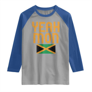 Yeah Mon Jamaican Pride Raglan Shirt Jamaican Vacation Jamaica Reggae Roots TS10 Sport Gray Royal Print Your Wear