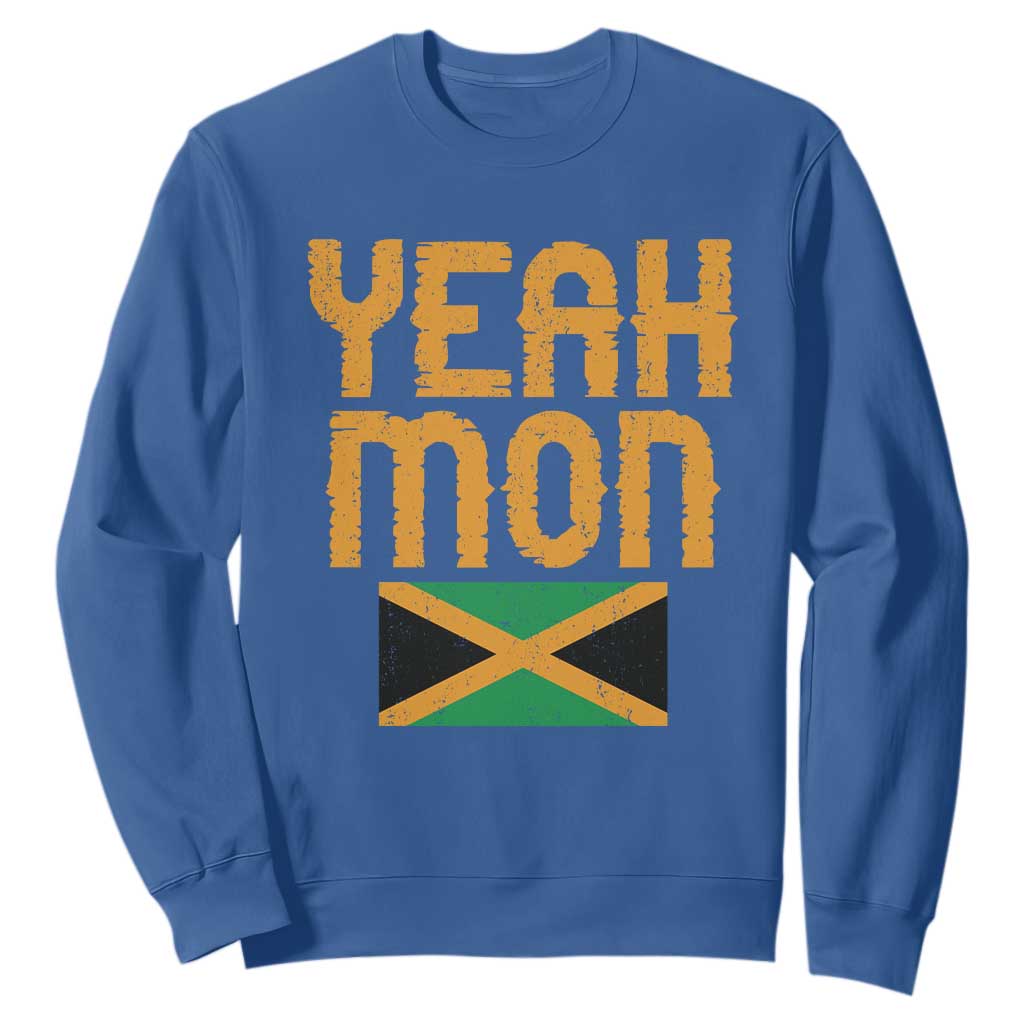 Yeah Mon Jamaican Pride Sweatshirt Jamaican Vacation Jamaica Reggae Roots TS10 Royal Blue Print Your Wear