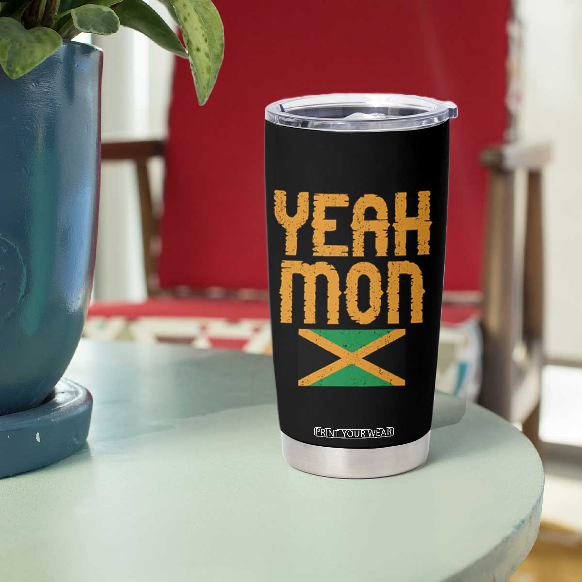 Yeah Mon Jamaican Pride Tumbler Cup Jamaican Vacation Jamaica Reggae Roots TS10 Print Your Wear