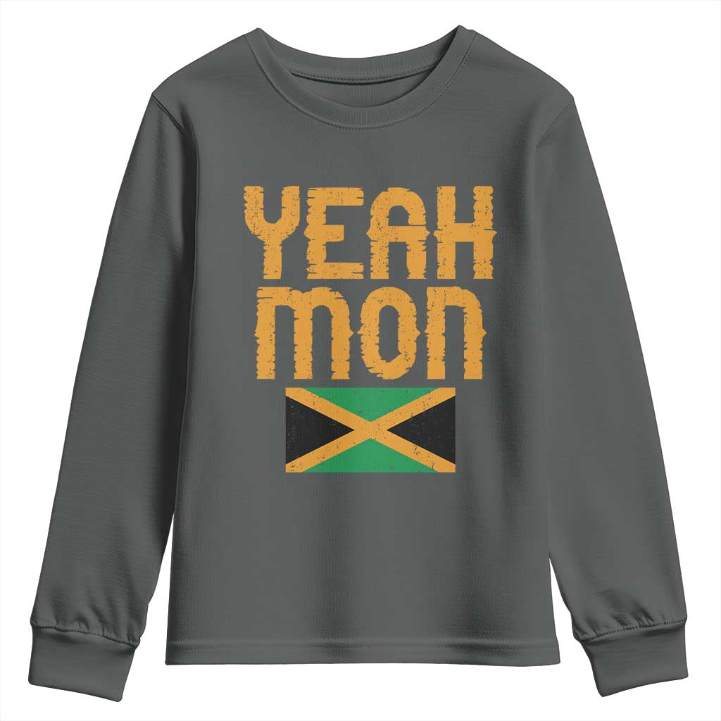 Yeah Mon Jamaican Pride Youth Sweatshirt Jamaican Vacation Jamaica Reggae Roots TS10 Dark Heather Print Your Wear