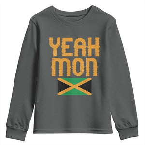 Yeah Mon Jamaican Pride Youth Sweatshirt Jamaican Vacation Jamaica Reggae Roots TS10 Dark Heather Print Your Wear