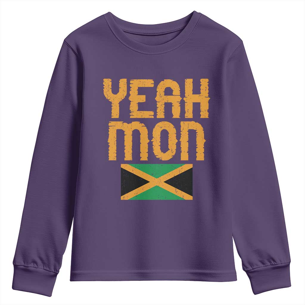 Yeah Mon Jamaican Pride Youth Sweatshirt Jamaican Vacation Jamaica Reggae Roots TS10 Purple Print Your Wear