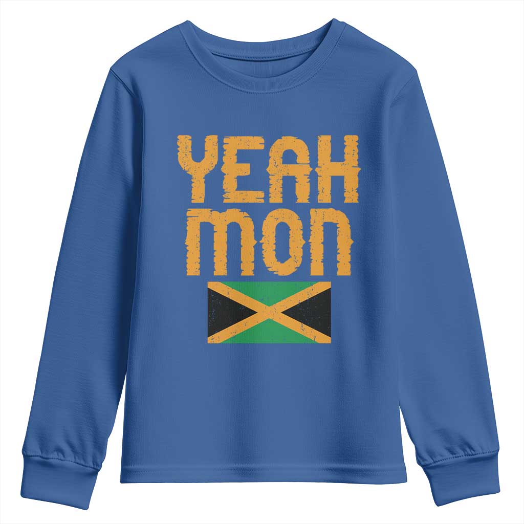 Yeah Mon Jamaican Pride Youth Sweatshirt Jamaican Vacation Jamaica Reggae Roots TS10 Royal Blue Print Your Wear