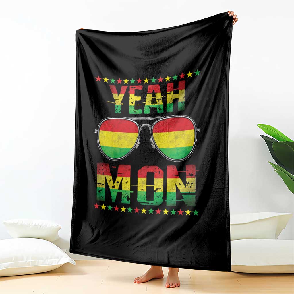 Yeah Mon Jamaican Pride Throw Blanket Jamaican Vacation Jamaica Reggae Sunglasses TS10 Print Your Wear