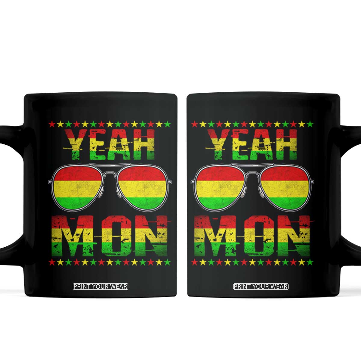 Yeah Mon Jamaican Pride Coffee Mug Jamaican Vacation Jamaica Reggae Sunglasses TS10 Black Print Your Wear