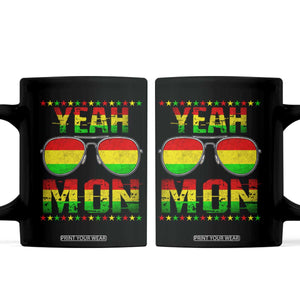 Yeah Mon Jamaican Pride Coffee Mug Jamaican Vacation Jamaica Reggae Sunglasses TS10 Black Print Your Wear