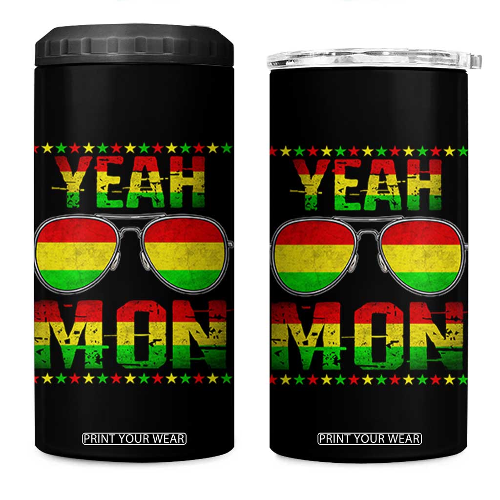 Yeah Mon Jamaican Pride 4 in 1 Can Cooler Tumbler Jamaican Vacation Jamaica Reggae Sunglasses TS10 One Size: 16 oz Black Print Your Wear