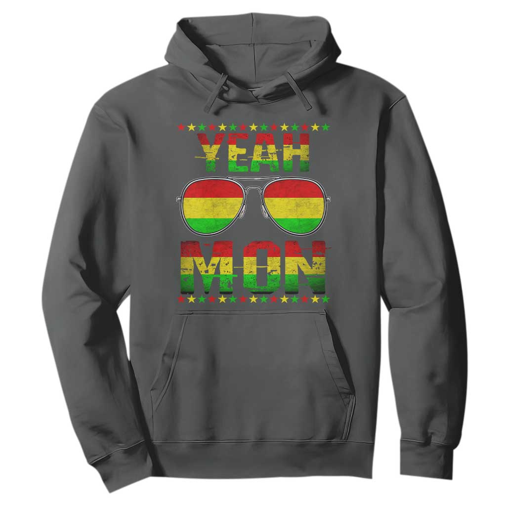 Yeah Mon Jamaican Pride Hoodie Jamaican Vacation Jamaica Reggae Sunglasses TS10 Dark Heather Print Your Wear