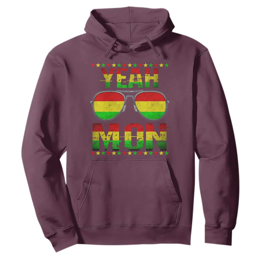Yeah Mon Jamaican Pride Hoodie Jamaican Vacation Jamaica Reggae Sunglasses TS10 Maroon Print Your Wear