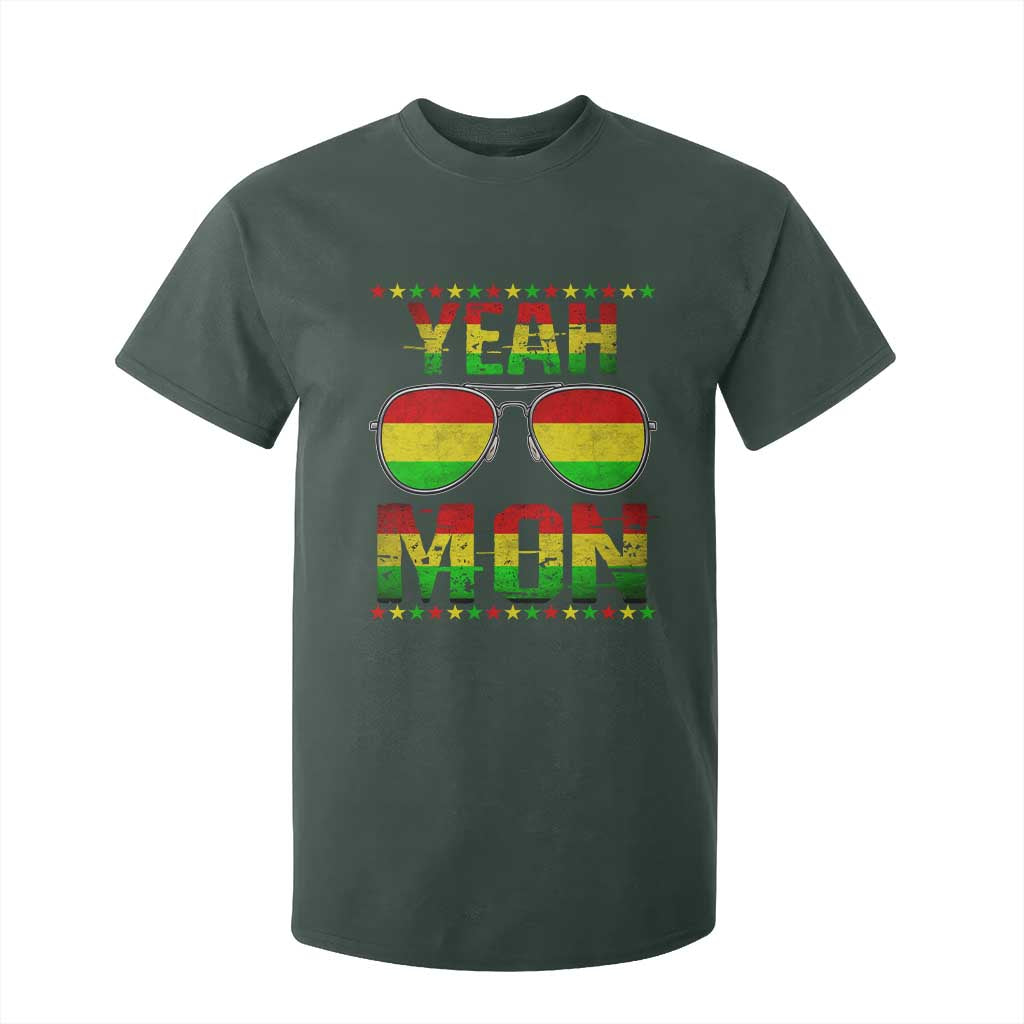 Yeah Mon Jamaican Pride T Shirt For Kid Jamaican Vacation Jamaica Reggae Sunglasses TS10 Dark Forest Green Print Your Wear