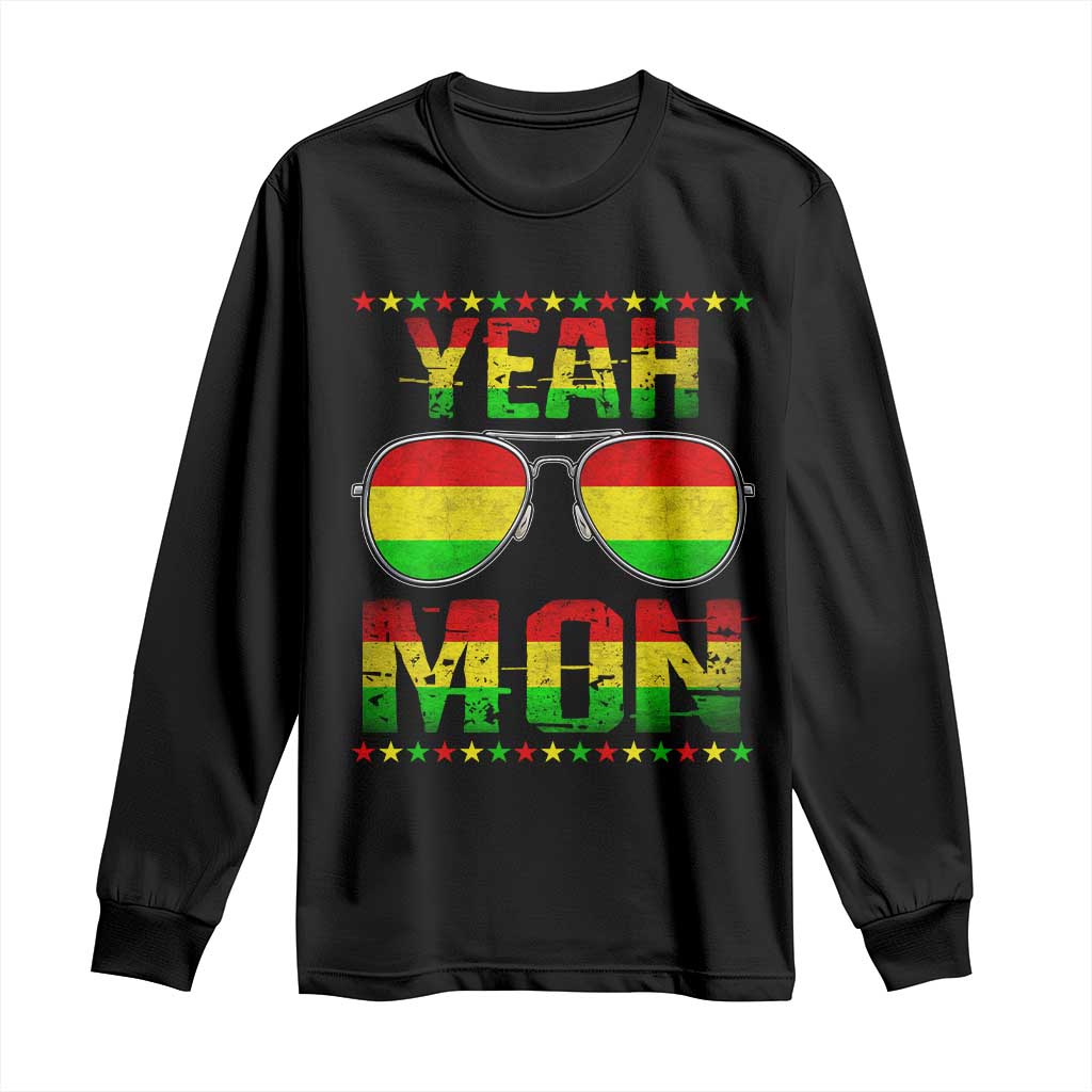 Yeah Mon Jamaican Pride Long Sleeve Shirt Jamaican Vacation Jamaica Reggae Sunglasses TS10 Black Print Your Wear