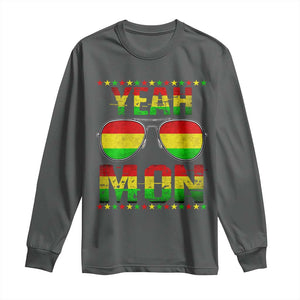 Yeah Mon Jamaican Pride Long Sleeve Shirt Jamaican Vacation Jamaica Reggae Sunglasses TS10 Dark Heather Print Your Wear