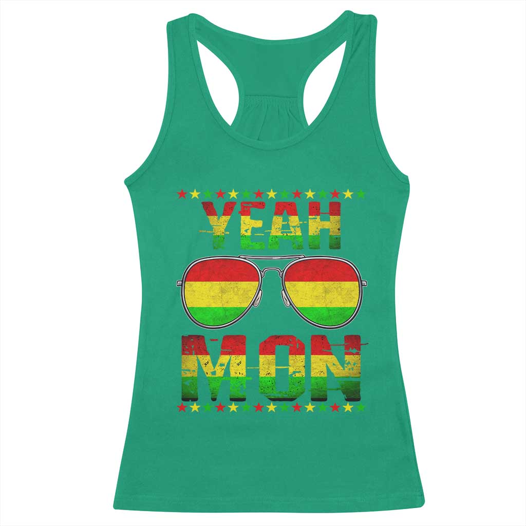 Yeah Mon Jamaican Pride Racerback Tank Top Jamaican Vacation Jamaica Reggae Sunglasses TS10 Irish Green Print Your Wear