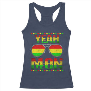 Yeah Mon Jamaican Pride Racerback Tank Top Jamaican Vacation Jamaica Reggae Sunglasses TS10 Navy Print Your Wear